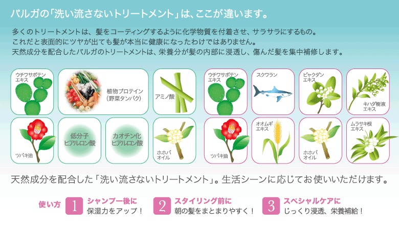 パルガの洗い流さないトリートメントは、ここが違います